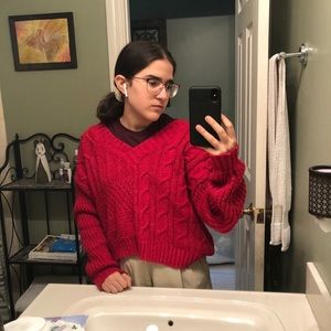 Thrifted red cardigan!
